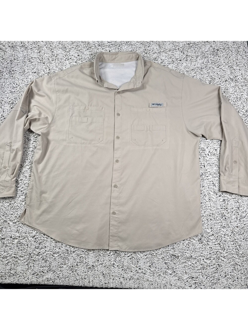 Columbia PFG Beige Long Sleeve Fishing Shirt Men's 3XL Lightweight Breathab C-16